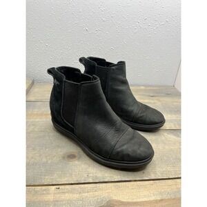 Sorel Evie II Black Leather Waterproof Chelsea Boots Ankle Booties Womens Sz 7